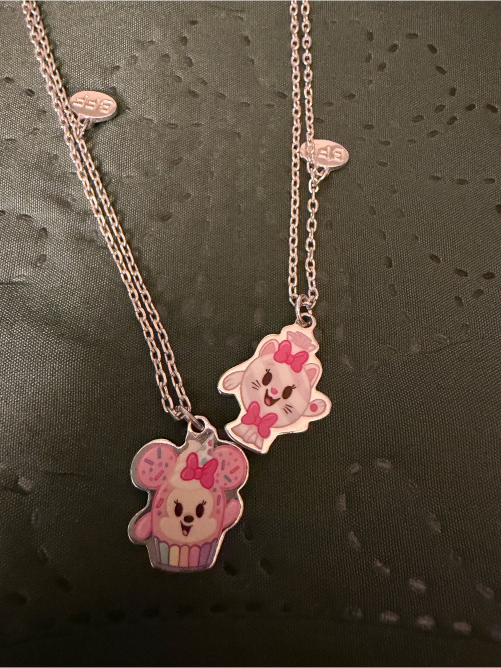 Disney Pink Character Pendant Necklace Set